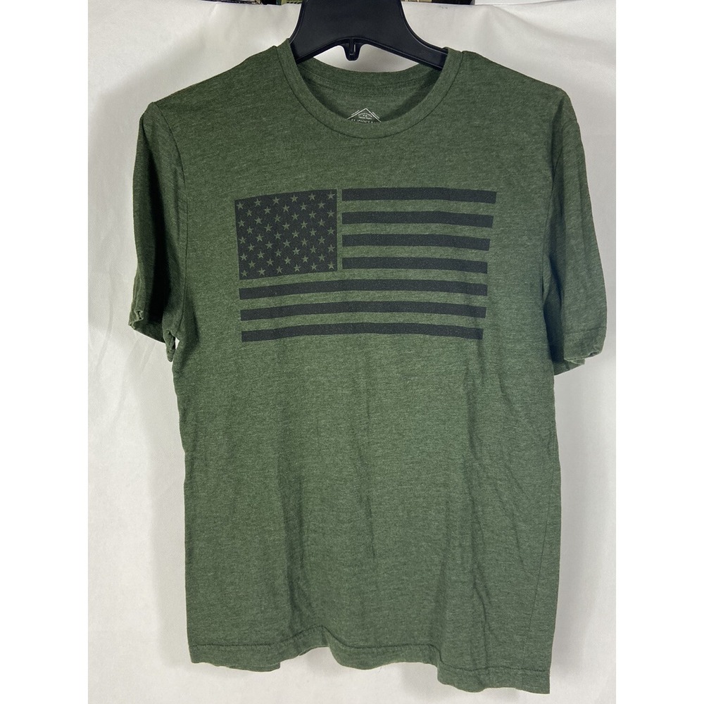 Size S - St. John's Bay Shirt Tee Green Army American Flag Military Shirt